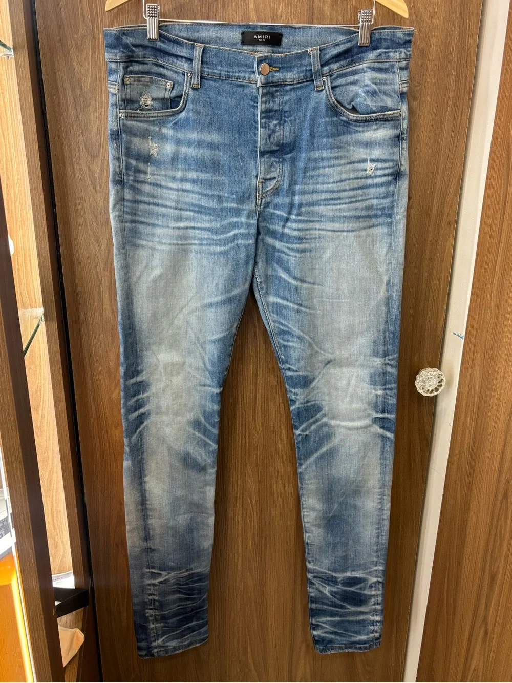 AMIRI Men’s Blue Faded Distressed Skinny Jeans Size 36 Used